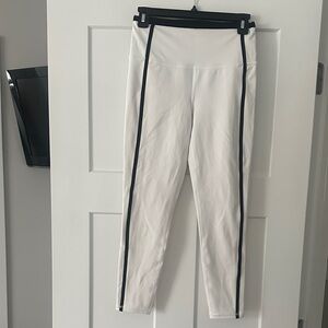 Athleta White Leggings with Black Trim